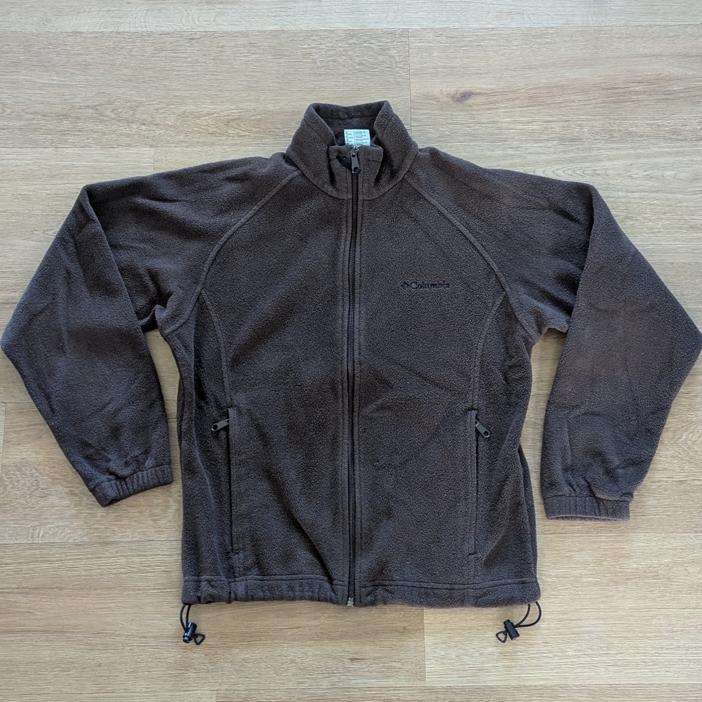 Columbia Dark Brown Fleece Full Zip-up Jacket Women Size Medium